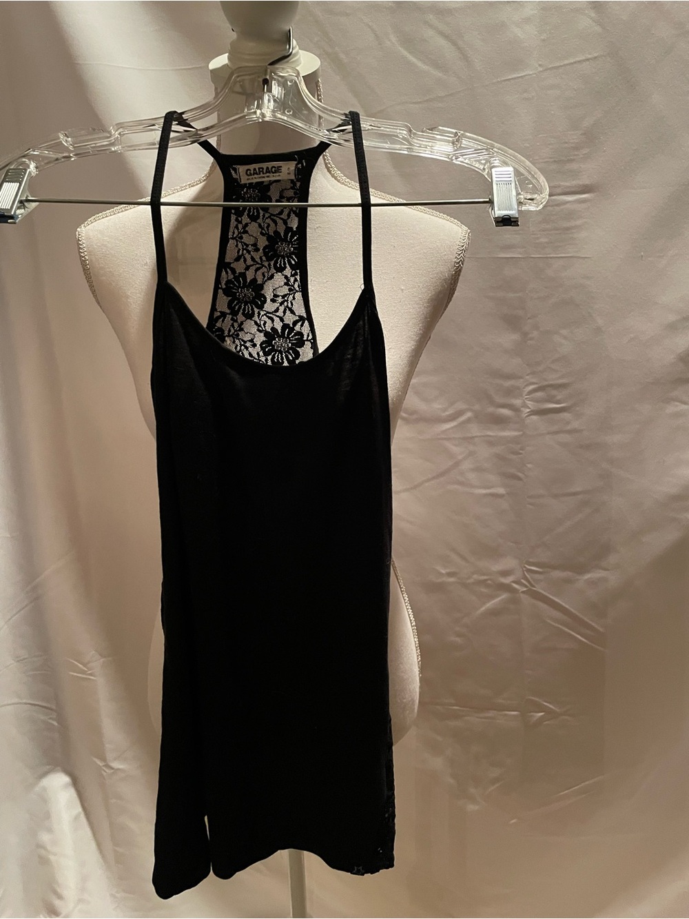Garage Black Lace-Back Cami Chemise
